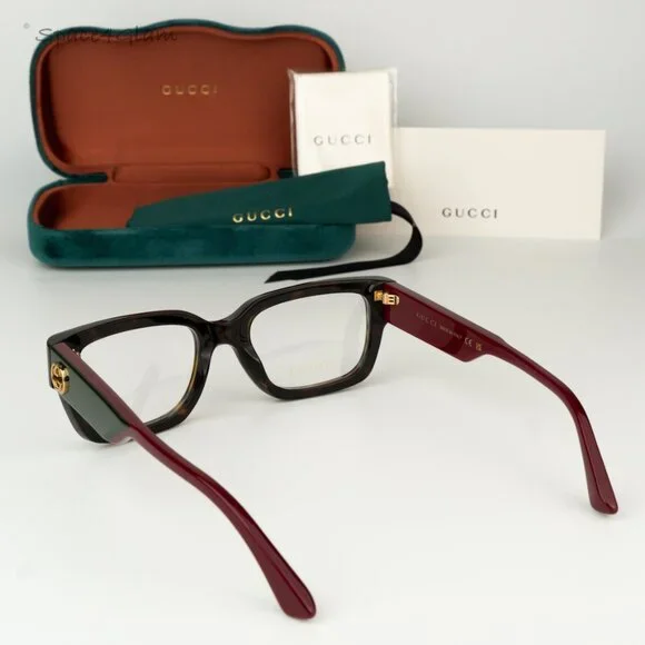 BRAND NEW Gucci GG1666O 006 Havana Red Demo Women Square Eyeglasses GG 1666O - Picture 8 of 8